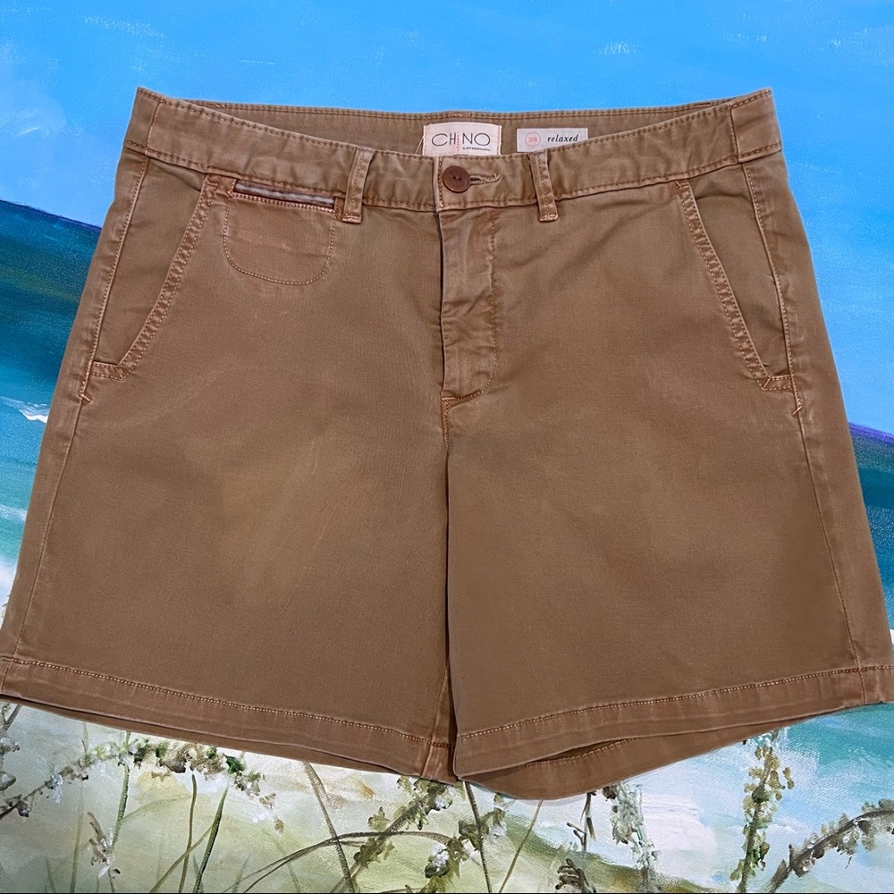 Chino By Anthropologie Shorts Womens Size 28 Khaki Relaxed Low Rise Cotton